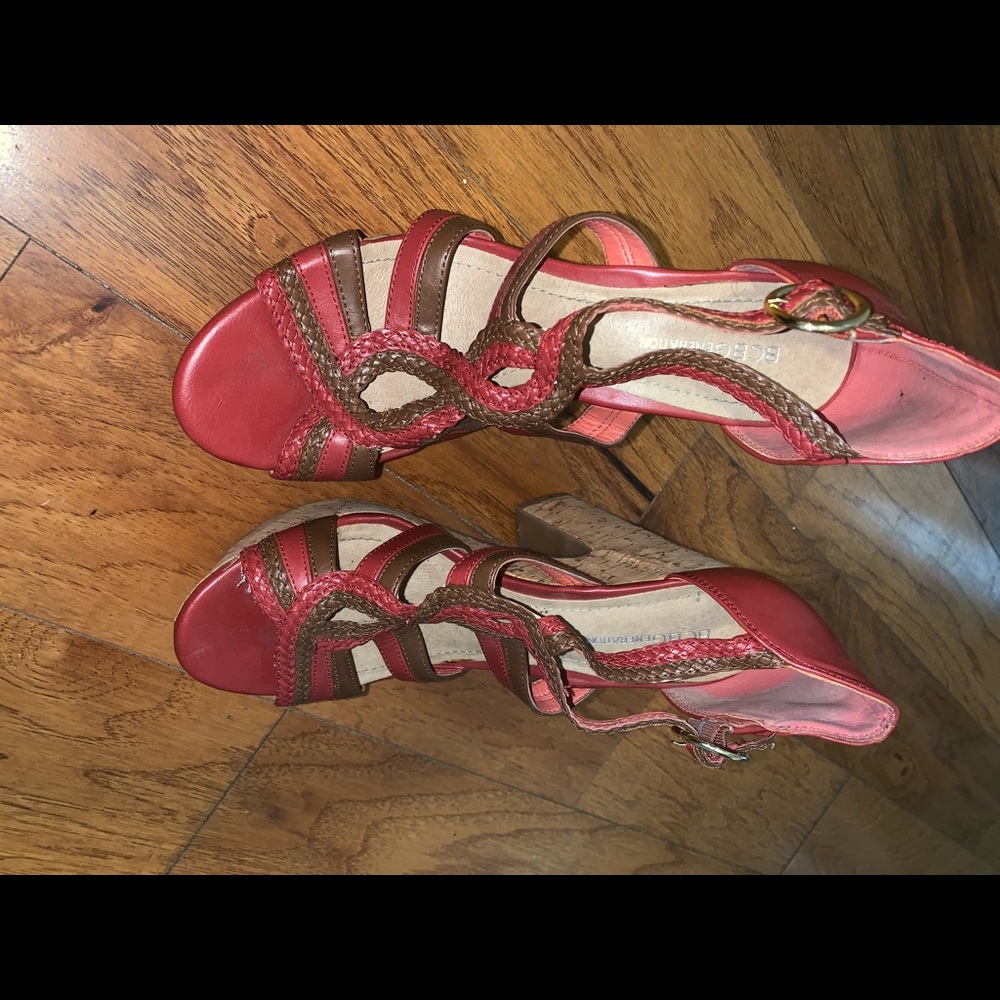 Red and brown BCGC platform espadrille